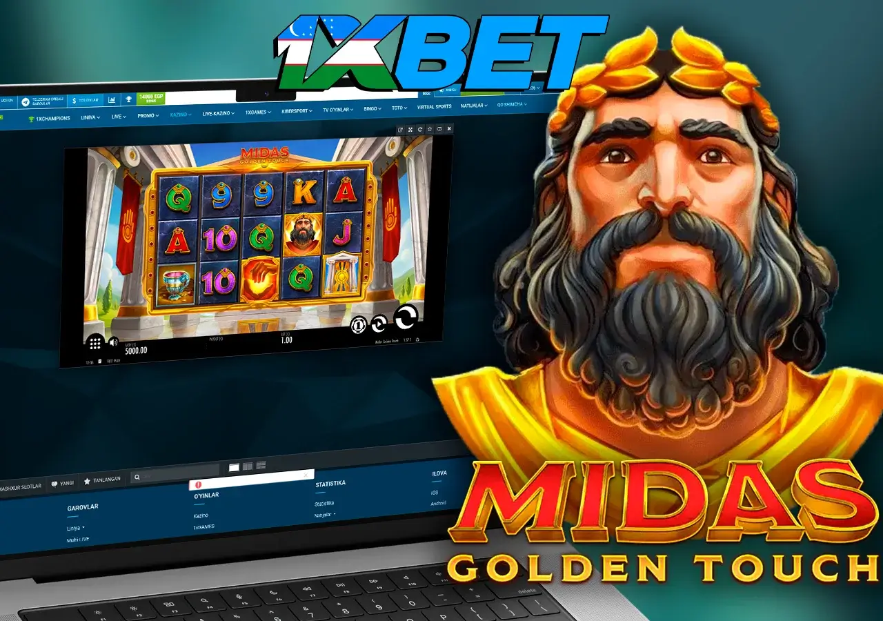 Noutbuk 1xBet-da Midas Golden Touch-ni ko'rsatadi