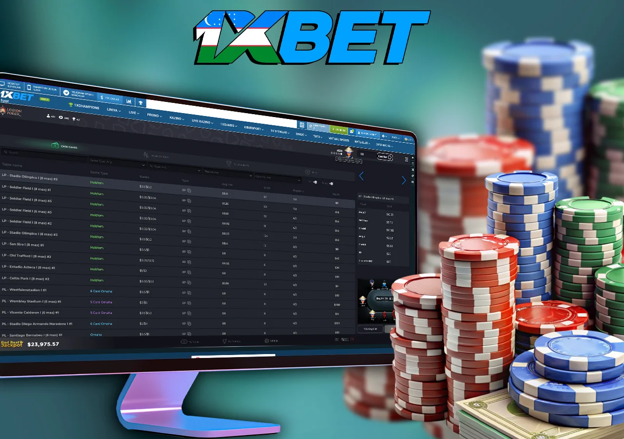 Monitor Poker o'yini bo'limini ko'rsatadi